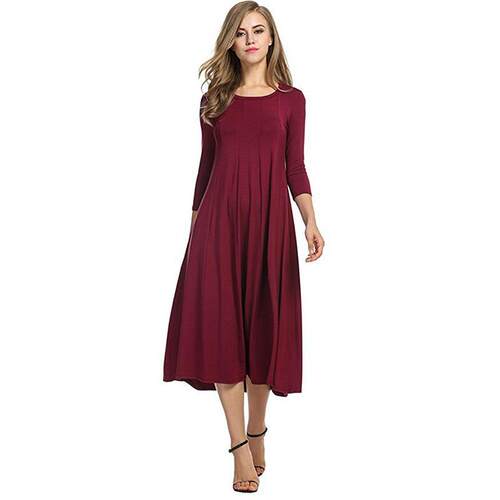 Women's skirt with three quarter sleeves and a large swing