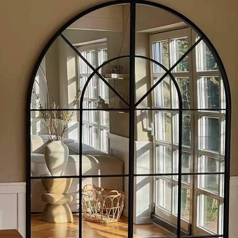 法式复古装饰镜拱形全身镜家用客厅玄关挂墙落地网红服装店穿衣镜