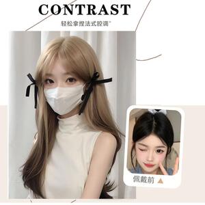新款直销跨境热销暹罗猫假发女长发中分金色渐变黑色巴黎画染欧美