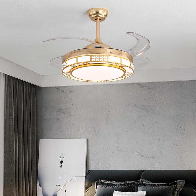 客中式201109吊灯带电风扇灯家用厅e遥控隐形ld新吊扇灯卧室餐厅