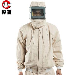 护厚保创工业打磨布喷PWR砂连体服防飞溅防尘喷漆打砂劳帆防衣米