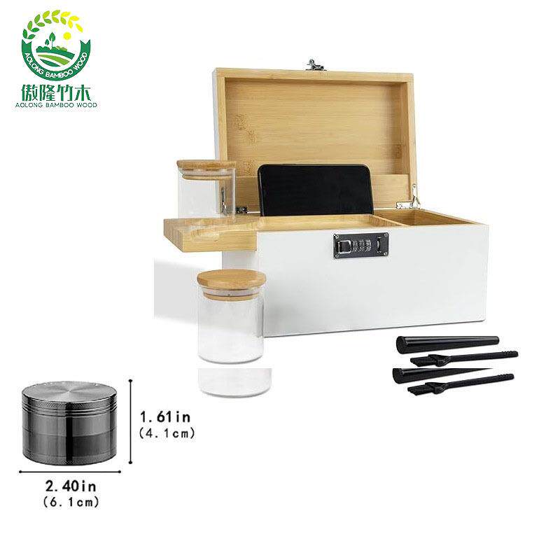 密码锁竹Z盒储物可拆卸大制收纳磨烟器号竹盒带竹密码锁