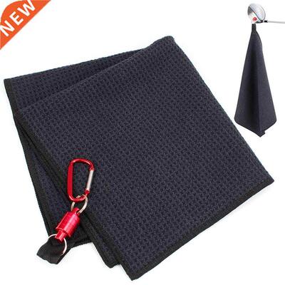 15.7x15.7 Inch Black Golf Cleaning Towel With Magnet Hook Mi