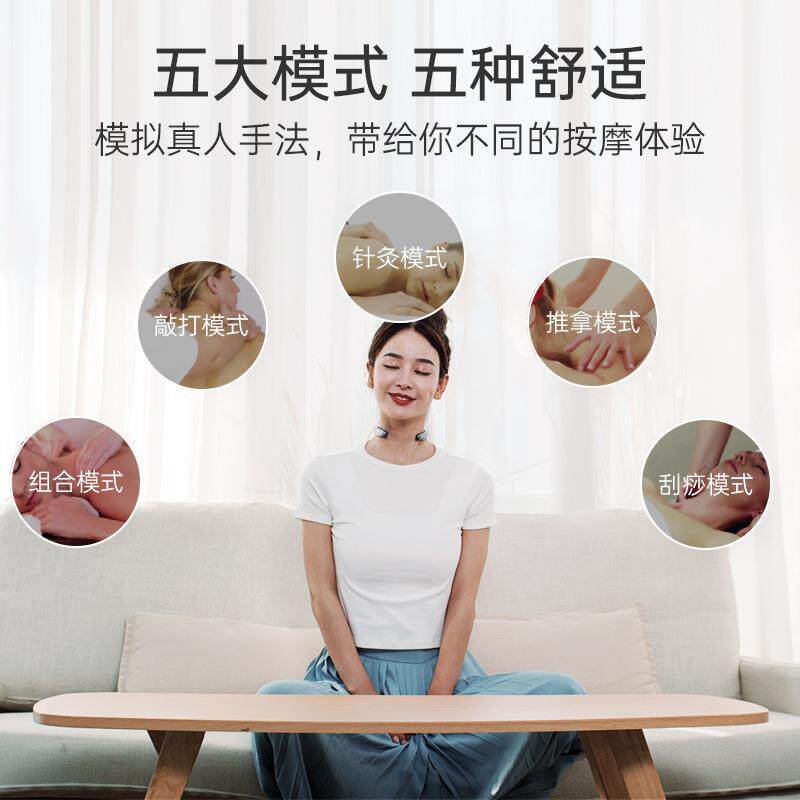 新款直销跨境新款A颈部按摩器肩颈脉冲理疗便携式电动遥控揉捏热