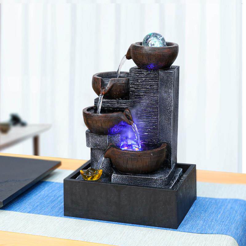 招财风水轮桌面流水生财摆件循环水景简约现代办公室装饰品风水球