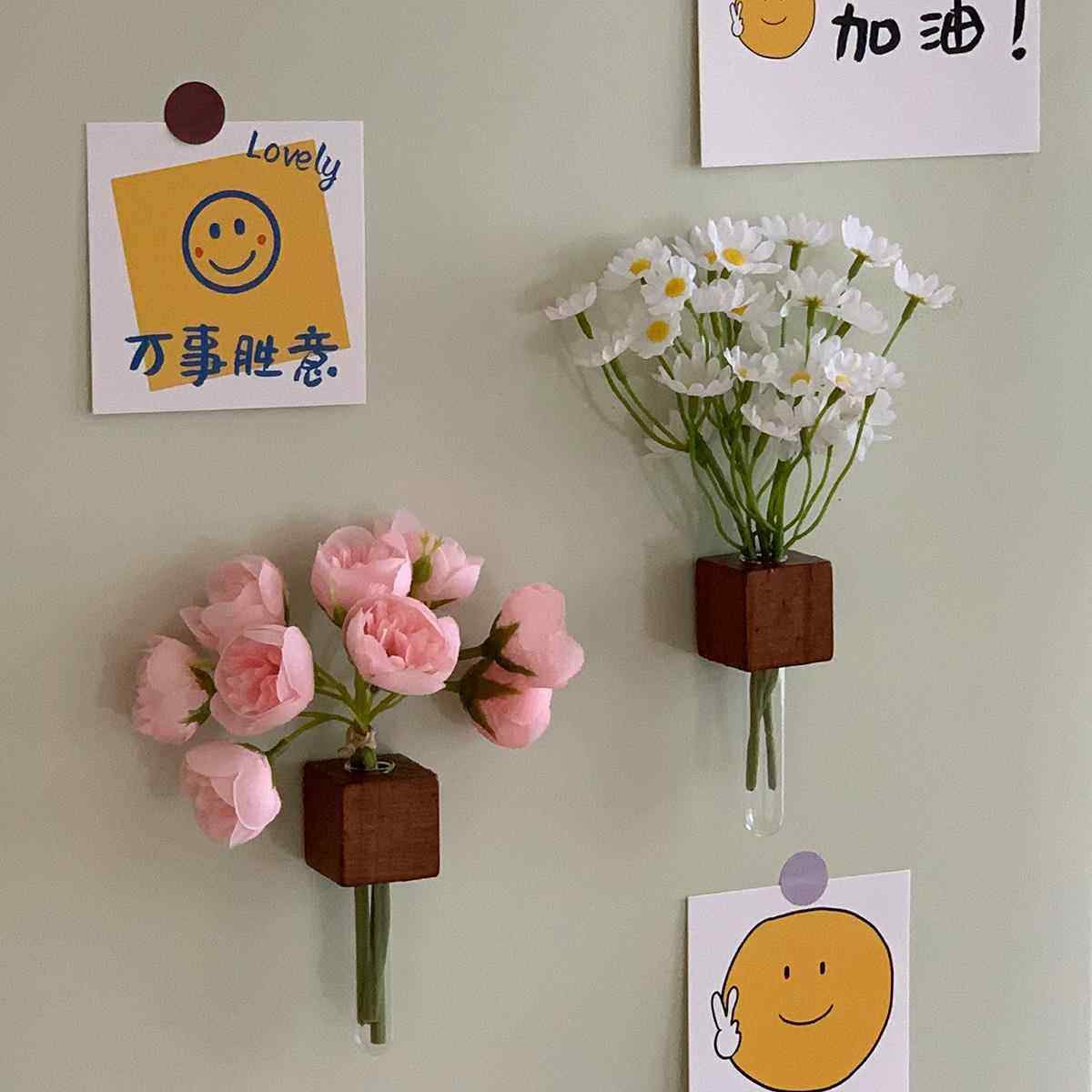 创意立体壁挂养花玻璃瓶水培器3D墙面装饰小饰品磁吸冰箱贴插花器