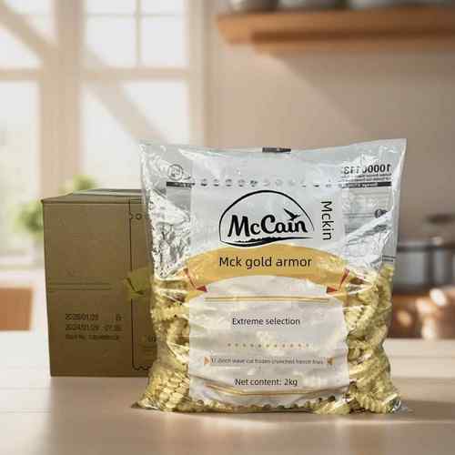 麦金1/2波纹粉包薯条，波纹厚薯条，冷冻半成品，2公斤*6包/1盒商