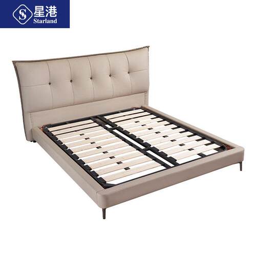 星港家居结婚现代简约皮床意式主卧大床轻奢真皮床大气双人床家用
