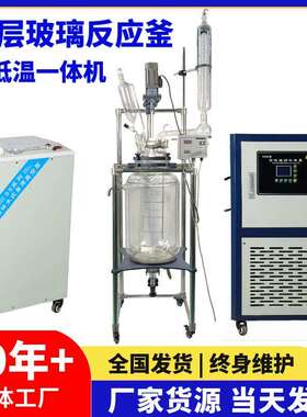 100升L双层玻璃反应釜蒸馏双层玻璃反应器玻璃搅拌加热蒸馏设备