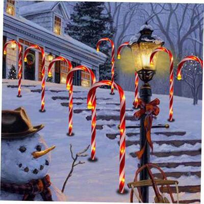 Solar Power Light String Christmas Candy Cane Lights LED Gar
