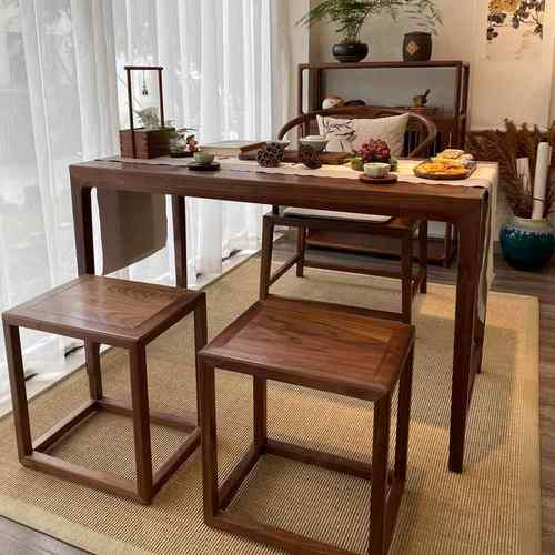 正品方卯新中式茶桌台椅合家用实木简约泡茶茶室小型禅意户组一体