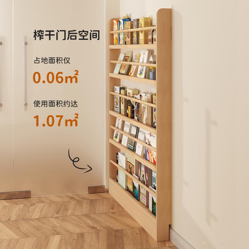 靠墙书架超薄宝宝壁挂门后收纳柜挂墙极窄缝隙窄置物架贴墙儿童