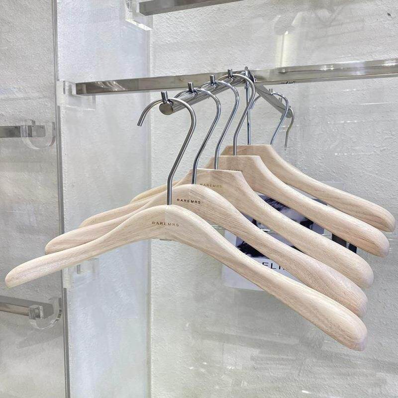 服装店衣架橡木无漆原木色实木衣撑女装专用防滑衣挂裤夹晾衣架