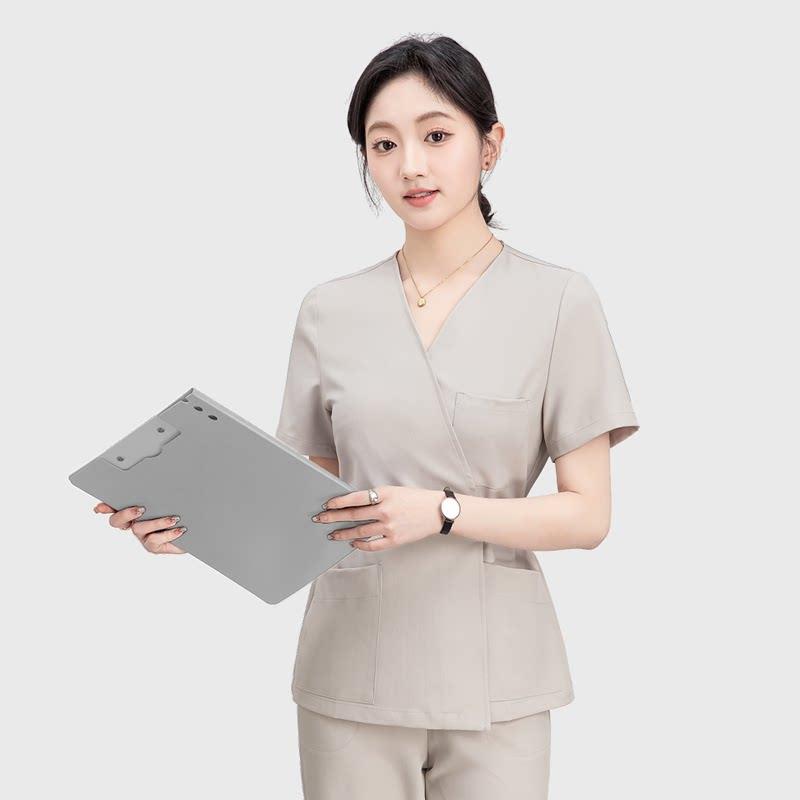 美容师工作服女高端美容院皮肤管理师工服美容SPA藏青浅灰美容服