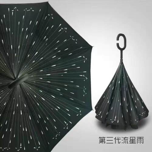 直杆汽车反向伞双层免持可站立雨