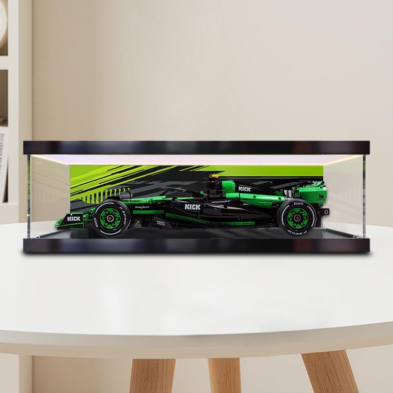 适用双鹰咔搭积木索伯C44周冠宇F1模型防尘罩灯箱款亚克力收纳盒