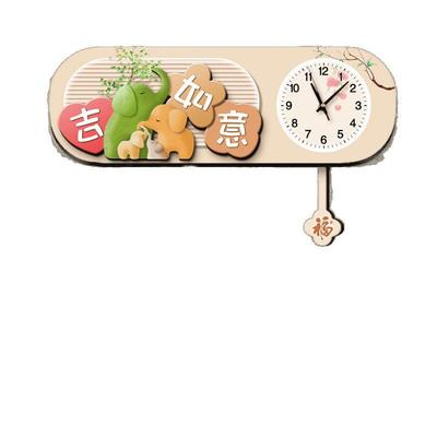 ?双层装ZQD饰厅挂静钟客餐厅卧室简约音祥钟表吉福禄免打孔美学时