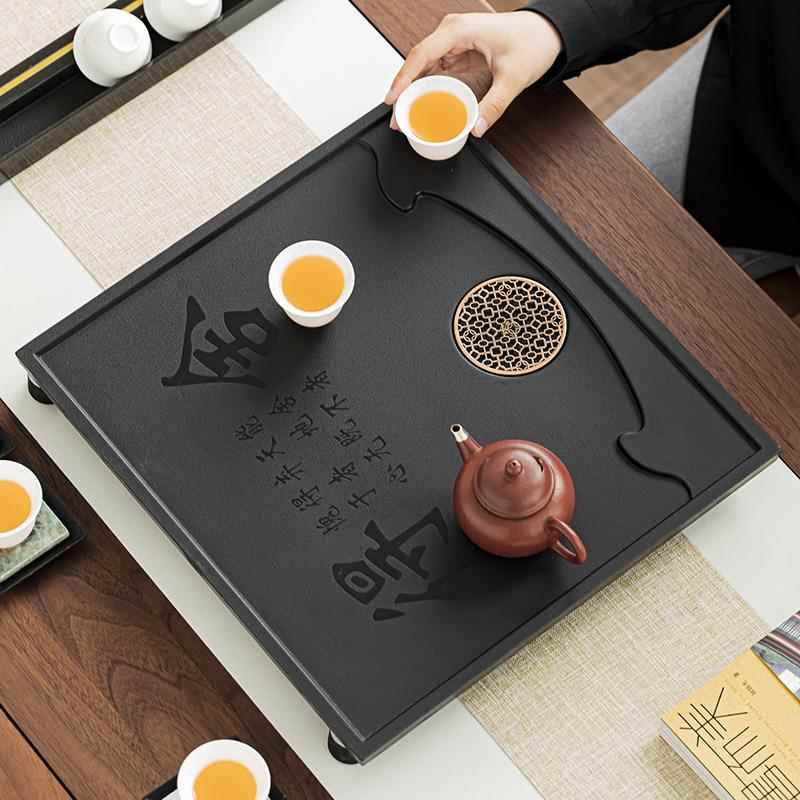 舍得石英FY茶盘石茶盘整块用办室面茶几家泡茶台公单层简桌约可嵌