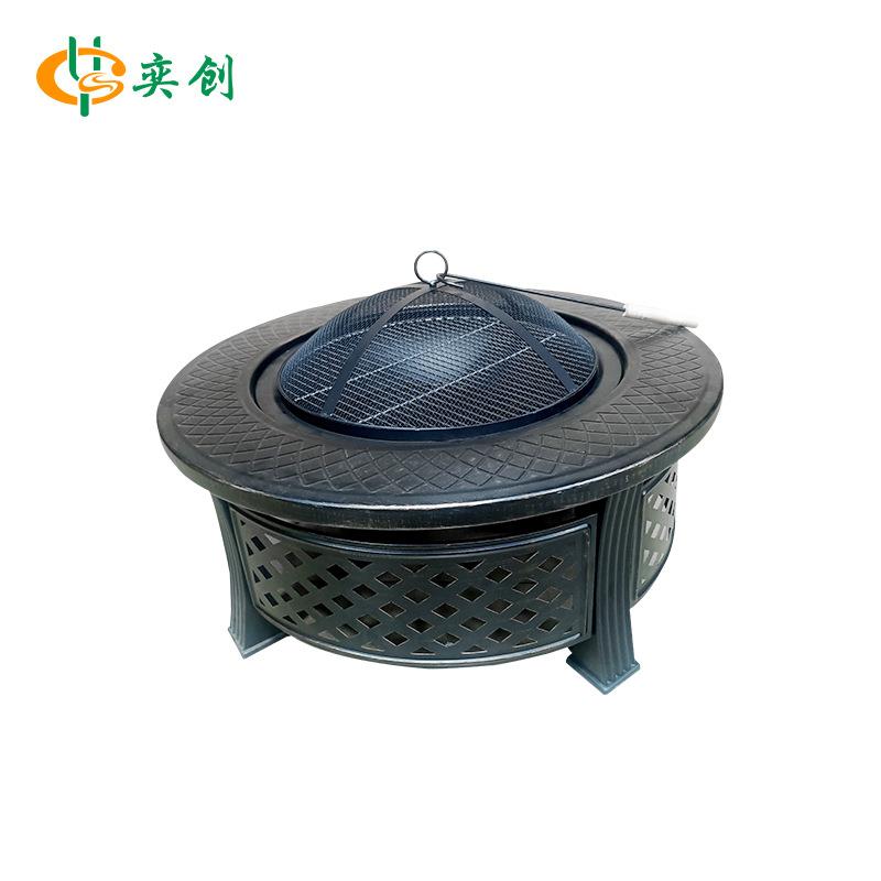 跨境圆形火盆BBQ烧烤炉户外32寸火炉烤火盆取暖炉烧烤架