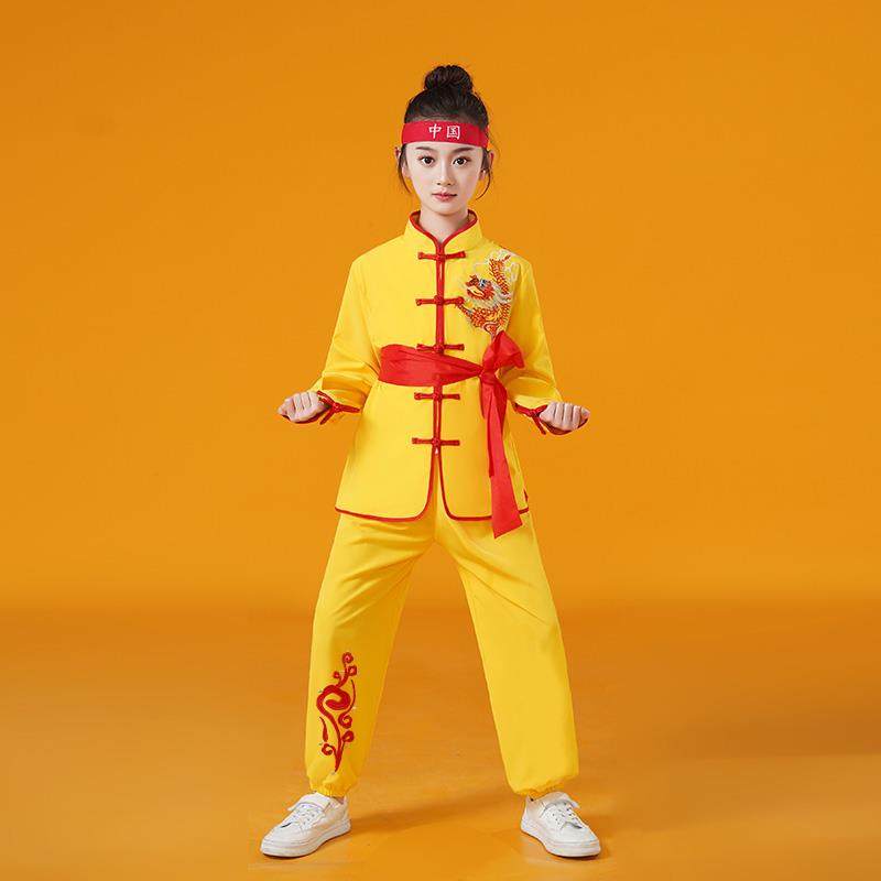 正品六一儿练童练功服男女童出武术表演服中鼓国风打武术训比赛演