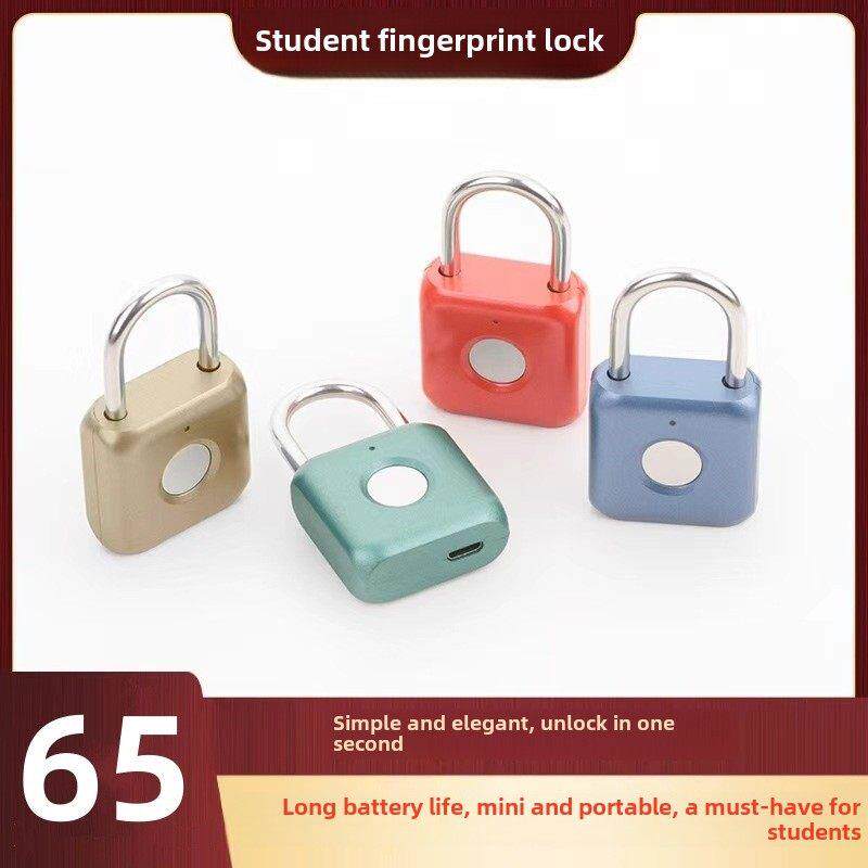 指纹挂锁防盗健身房宿舍机柜锁防水防锈机柜门锁行李箱学生迷你锁