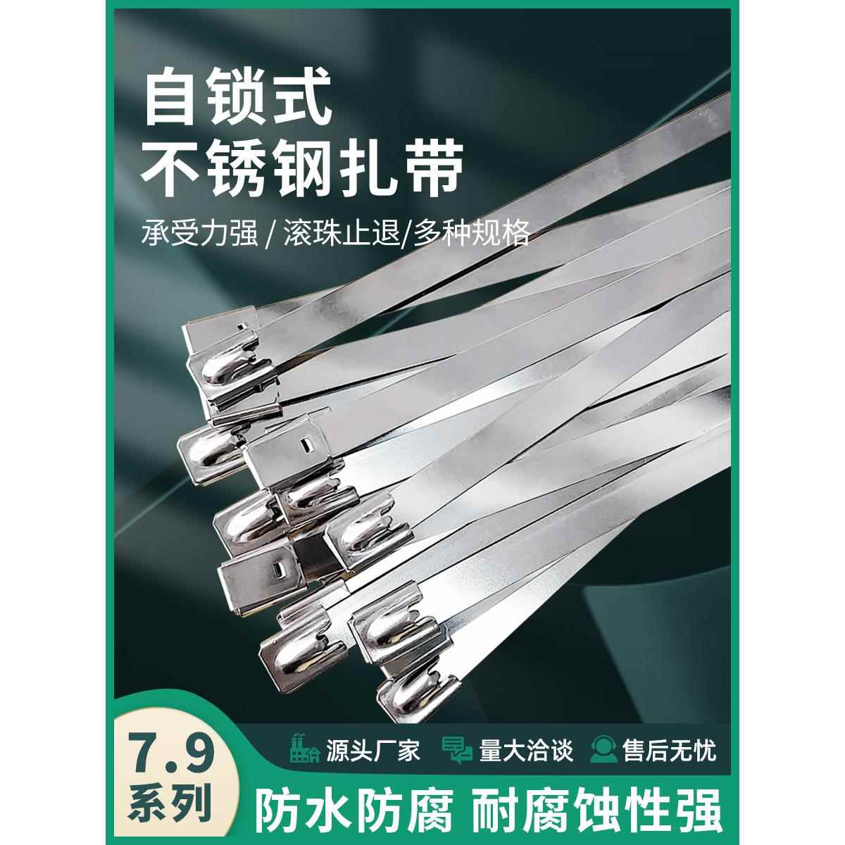 自锁式不锈钢扎带拉紧器抱箍卡扣201钢条宽捆绑固定铁扎丝绑线带