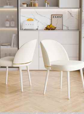 轻家奢现AMN代约化妆椅子卧室背用奶白风梳妆椅化妆凳意式简靠餐