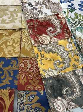 门幅270cm绒布印花花布面料红色黄色绿色古典中式印花花布面料