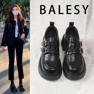 英国真皮厚底增高乐福鞋女2025新款秋季软底英伦风小皮鞋黑色单鞋
