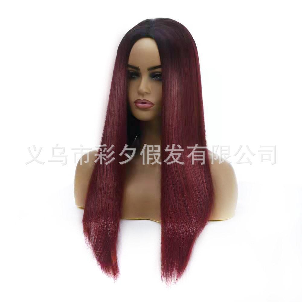 新款直销假发原宿 金丝接发欧美假发女夏玫瑰网头套wig染色中分长
