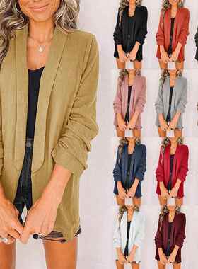 Collar cardigan with three quarter sleeves, suit jacket,
