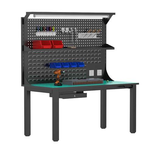 防静电轻型工作台无尘车间带灯操作台工厂流水线电动升降工作台
