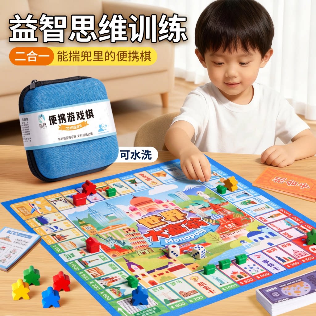 儿童大富翁口袋棋益智玩具思维专注力训练亲子互动小学生桌面游戏