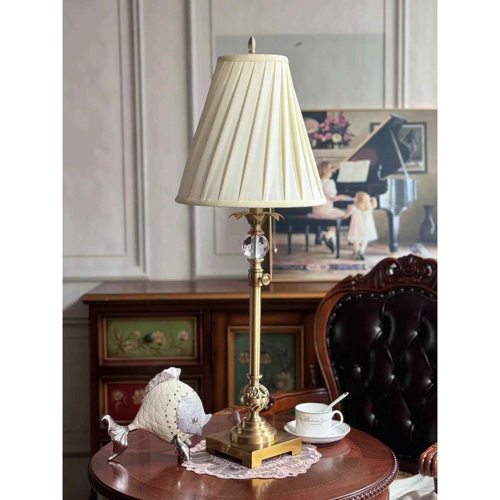 正品芘旗埕度升降台灯美式婚玄关卧室灯可堡调节高全铜庆灯浪漫