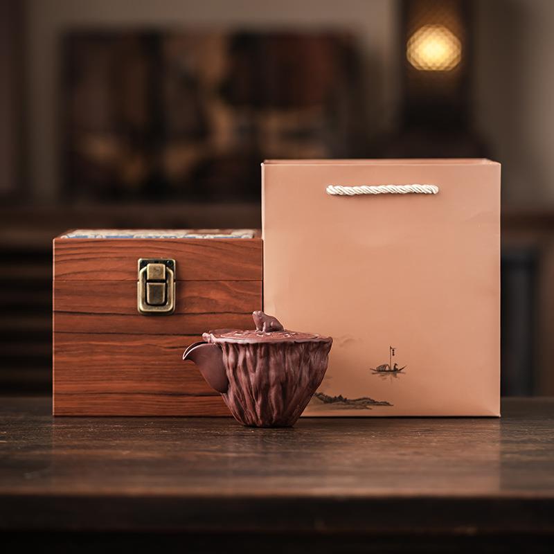 朱泥莲蓬陶瓷壶手抓大茶壶带过滤禅意泡茶器复古茶具轻奢茶道配件