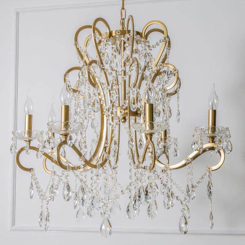 美式乡村吊灯客厅餐厅灯卧室灯具北欧复古白色公主房法式水晶灯饰