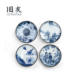 杯茶杯 垫家用防白瓷青花垫茶具复古隔热功夫垫圆烫日式