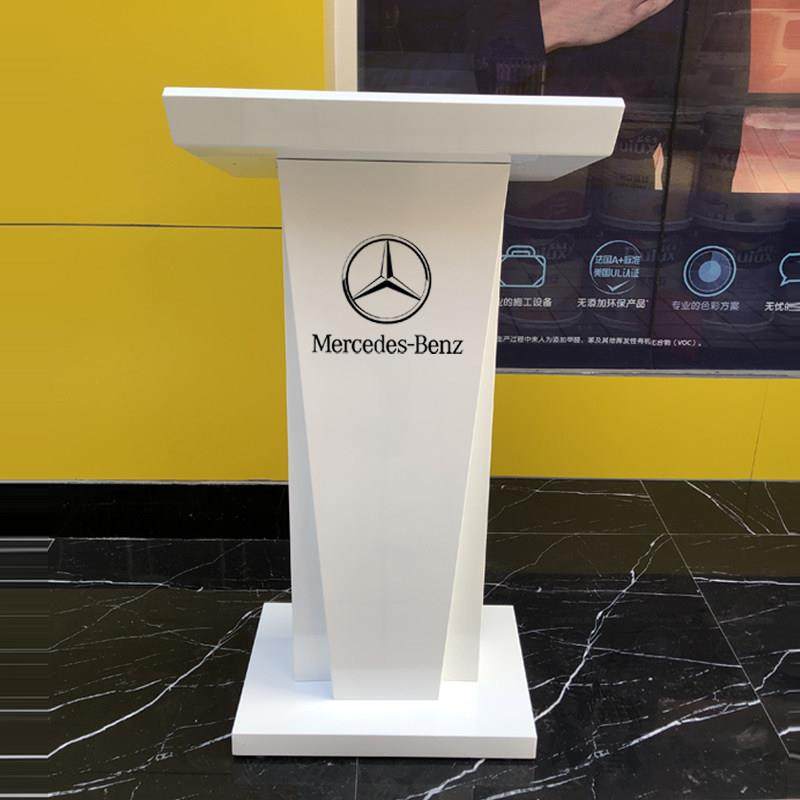 白色简易迎宾台接待主台不锈钢彩绘讲台桌演讲4S服务小讲台,商业/办公家具,演讲台/演讲桌,淘宝优惠券,粉丝福利购,淘宝优惠卷