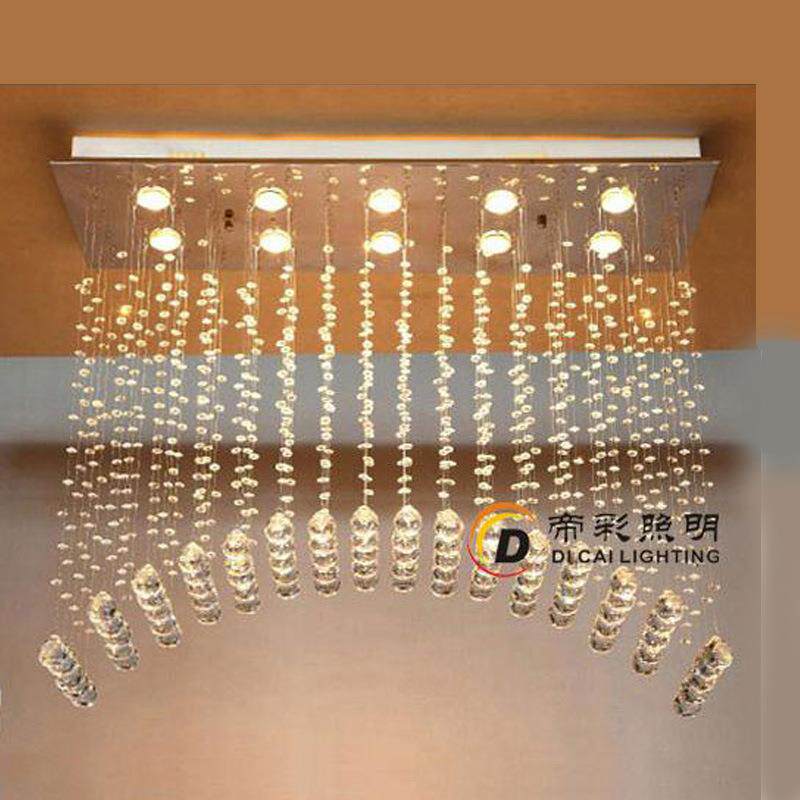 长方形led水晶吊线灯现代简约吧台吊灯创意拱形窗帘隔断餐厅吊灯