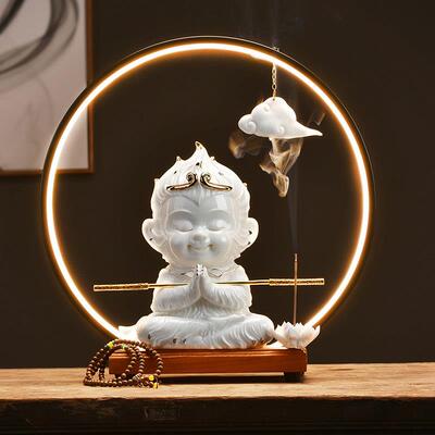 孙悟空大摆件陶瓷美猴王猴子家居装饰品齐天大圣倒流香炉灯具摆设