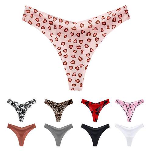 Seamless Thongs for Women Silky Bikini Underwear Panties