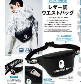 日本杂志附录款 潮牌黑色仿皮好质感多用途单肩斜跨腰包胸包