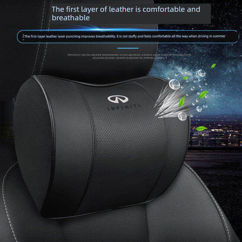 适用英菲尼迪Q50L汽车腰靠垫QX50车用头枕qx60护颈枕qx55真皮靠枕