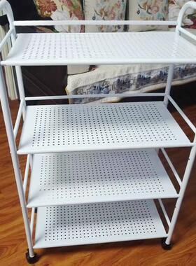 厨房夹缝置物架白色落地多层多功能放锅具收纳层架微波炉架子烤箱