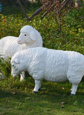 件动物雕塑园仿真绵羊摆纯手工艺品草地景装饰品摆PWT设园林工观