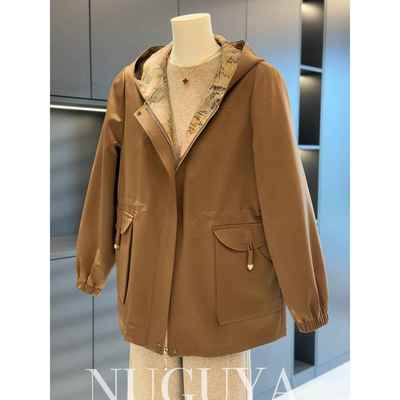 时尚休闲中老年风衣夹克衫女连帽春装新款上衣洋气显瘦妈妈装外套