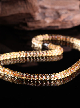 源头捡漏价 重约32克黄晶切面盘珠项链收藏精品 7天无理由退换