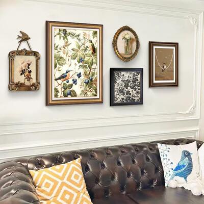 美式厅组合装饰画式法复古挂画HZC高级感气油客画沙发背景墙大壁