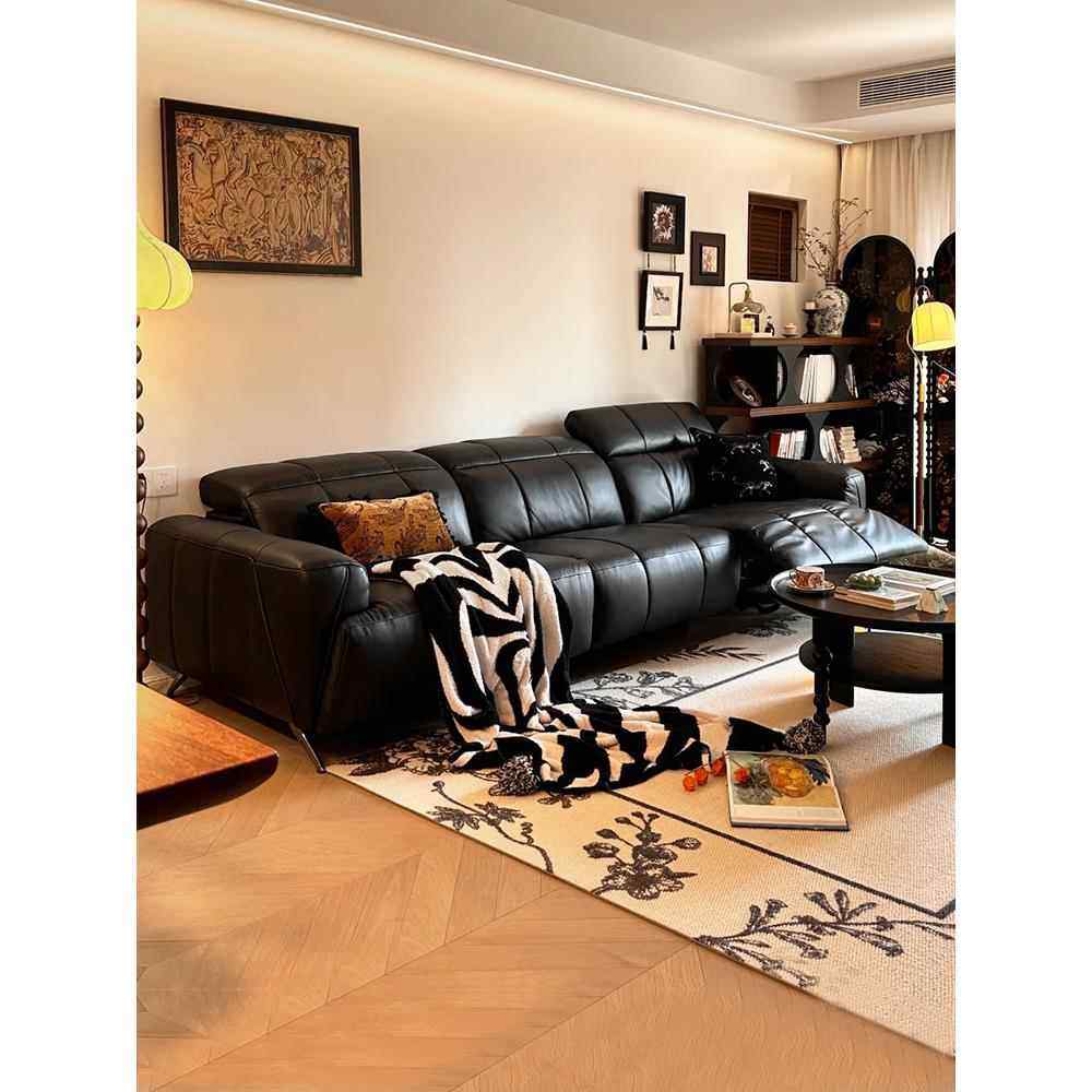 希曼妮零靠墙电动功能真皮沙发头层牛皮可调节大平层黑色赫兹沙发,住宅家具,功能沙发,淘宝优惠券,粉丝福利购,淘宝优惠卷