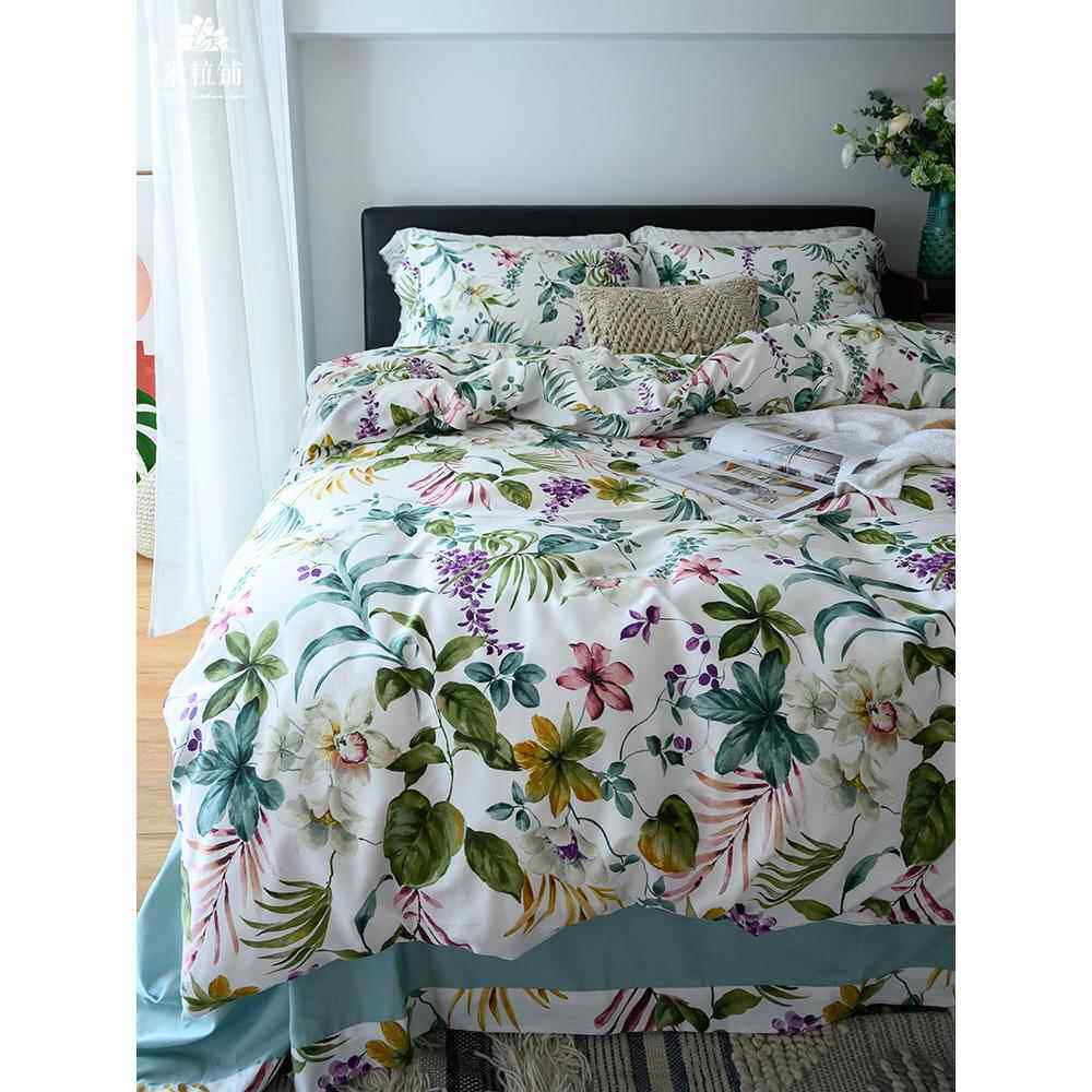 高档美式60唯支埃及长绒1棉四件套 美田园风蔷薇纯棉上被套.8m床